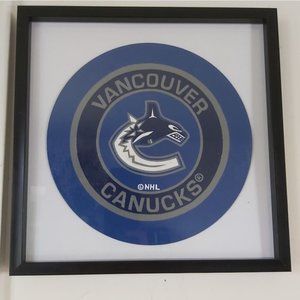 Hand-painted Vinyl Record Painting ~ Vancouver Canucks - Framed